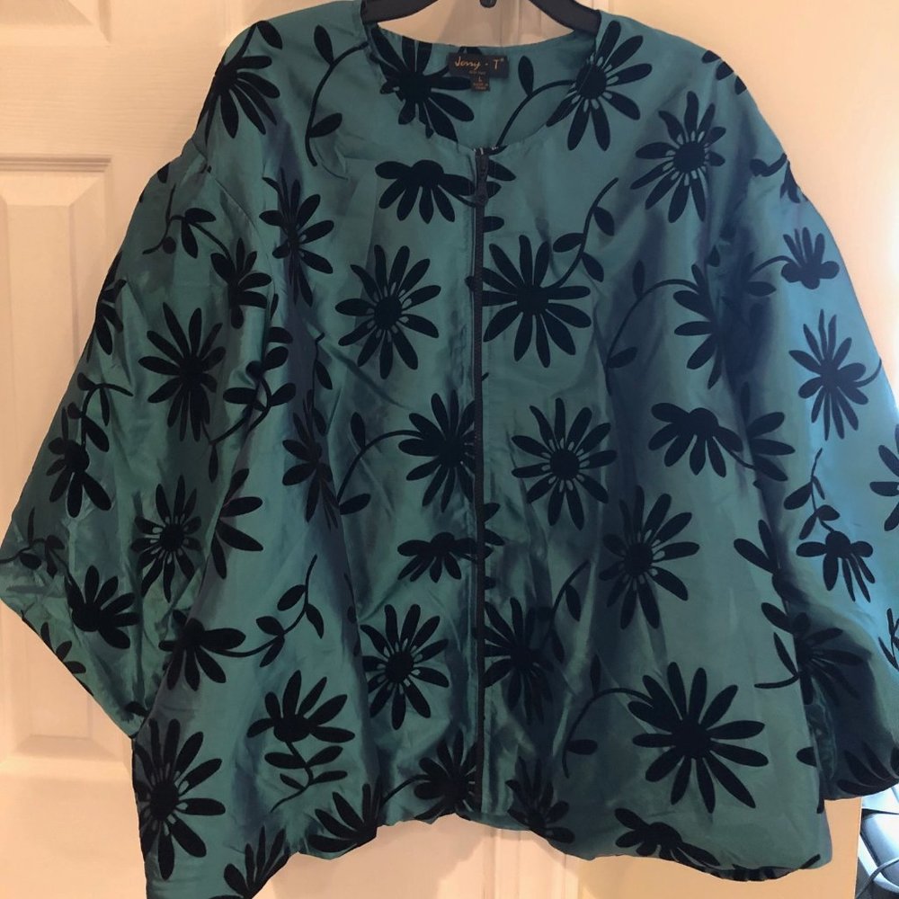 NEW Taffeta & Velvet Teal Evening Jacket